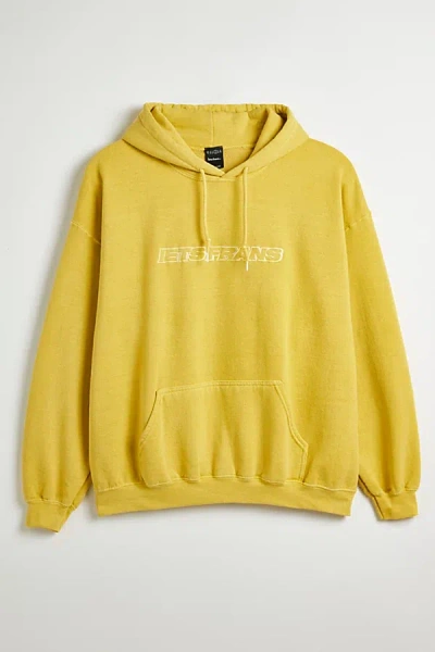 IETS FRANS IETS FRANS. IETS FRANS… EMBROIDERED BIG LOGO HOODIE SWEATSHIRT IN YELLOW AT URBAN OUTFITTERS