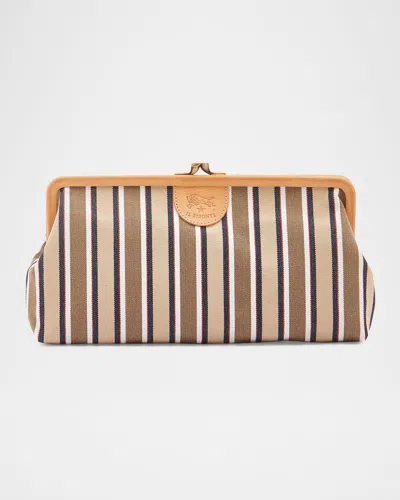 IL BISONTE MANUELA FRAME CANVAS CLUTCH BAG