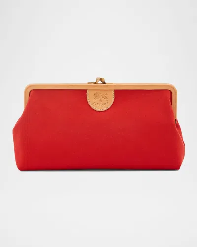 IL BISONTE MANUELA FRAME CANVAS CLUTCH BAG