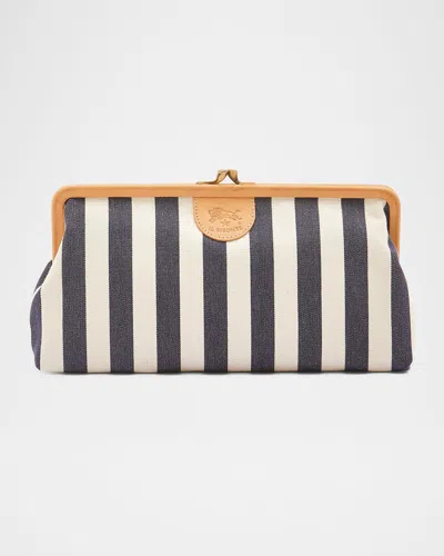IL BISONTE MANUELA FRAME CANVAS CLUTCH BAG