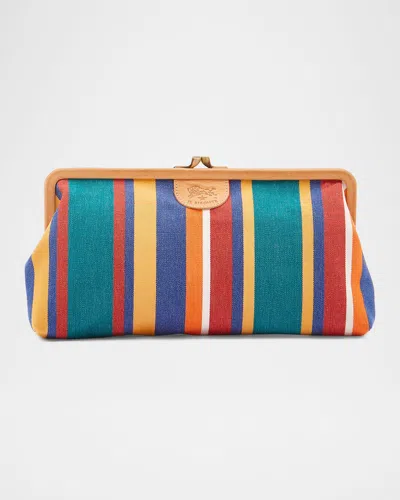 IL BISONTE MANUELA FRAME CANVAS CLUTCH BAG