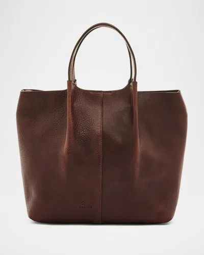IL BISONTE NINA SMALL PLEATED LEATHER TOTE BAG