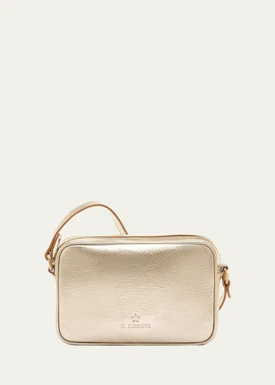 IL BISONTE OLIVETA METALLIC VACCHETTA LEATHER CROSSBODY BAG