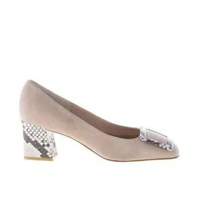 IL BORGO FIRENZE IL BORGO FIRENZE DAMEN SCHUHE SHOES BEIGE SUEDE PUMP SNAKE PRINT HEEL BUCKLE