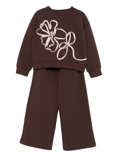 IL GUFO FLOWER-APPLIQUÉ TRACKSUIT SET