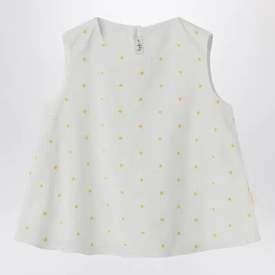 IL GUFO IL GUFO WHITE TOP WITH FLORAL EMBROIDERY