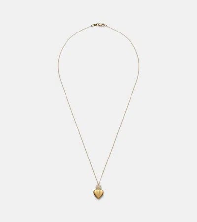 ILEANA MAKRI FLAME HEART 18KT GOLD PENDANT NECKLACE WITH DIAMONDS