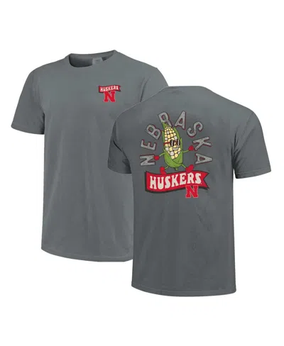 IMAGE ONE MEN'S AND WOMEN'S GRAY NEBRASKA HUSKERS RETRO MASCOT HYPER LOCAL COMFORT COLORS T-SHIRT