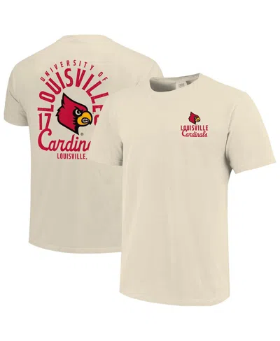 IMAGE ONE MEN'S CREAM LOUISVILLE CARDINALS COMFORT COLORS MASCOT OVERLAY T-SHIRT