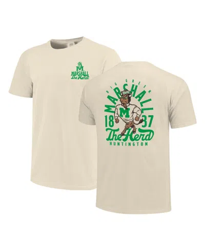 IMAGE ONE MEN'S CREAM MARSHALL THUNDERING HERD COMFORT COLORS MASCOT OVERLAY T-SHIRT