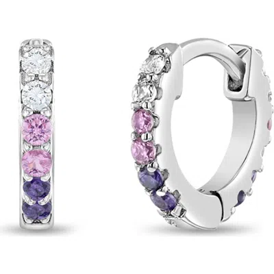 IN SEASON JEWELRY IN SEASON JEWELRY DOUBLE SIDED PRONG CUBIC ZIRCONIA HOOP EARRINGS