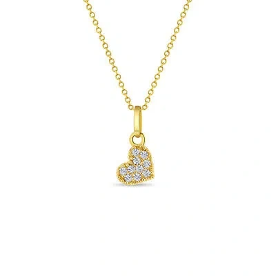 IN SEASON JEWELRY TINY CZ ENCRUSTED HEART CLEAR BABY / TODDLER / KIDS PENDANT/NECKLACE - 14K GOLD