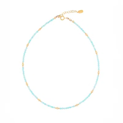 INARI JEWELLERY WOMEN'S GOLD / GREEN CELESTIAL CHOKER NECKLACE AMAZONITE GEMSTONE
