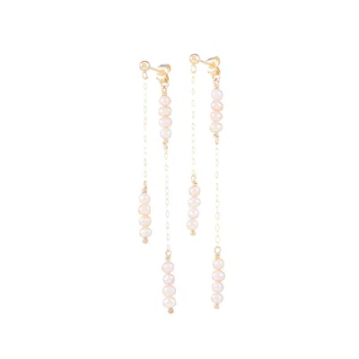INARI JEWELLERY WOMEN'S PINK / GOLD TINSEL GOLD FILLED EARRINGS - FRESHWATER PEARLS IN PINK