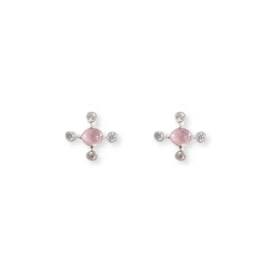 INARI JEWELLERY WOMEN'S WHITE / SILVER / YELLOW LOVE SIGNAL EARRINGS - WHITE GOLD STERLING SILVER TOURMALINE WHITE Z