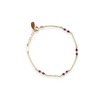 INARI JEWELLERY WOMEN'S PURPLE / RED / GOLD AMARUS BRACELET –GOLD FILLED WITH RED GARNET & LAVENDER QUARTZ