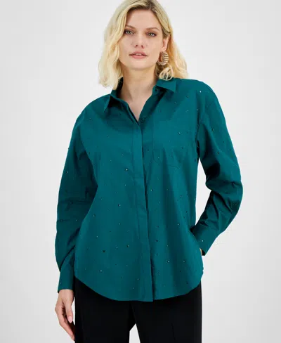 INC INTERNATIONAL CONCEPTS PETITE EMBELLISHED SHIRT, CREATED FOR MACY'S