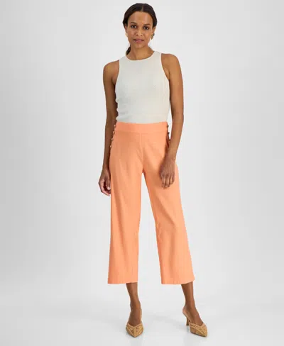 INC INTERNATIONAL CONCEPTS PETITE LINEN-BLEND HIGH-RISE WIDE-LEG PANTS, CREATED FOR MACY'S