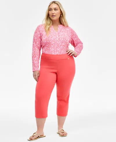 INC INTERNATIONAL CONCEPTS PLUS SIZE MID-RISE PULL-ON CAPRI PANTS, CREATED FOR MACY'S