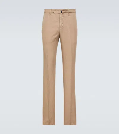 INCOTEX LINEN AND COTTON SLIM PANTS