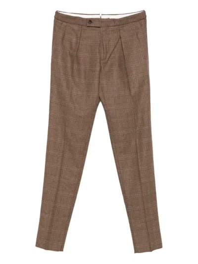 INCOTEX PLEATED CHECKED TROUSERS