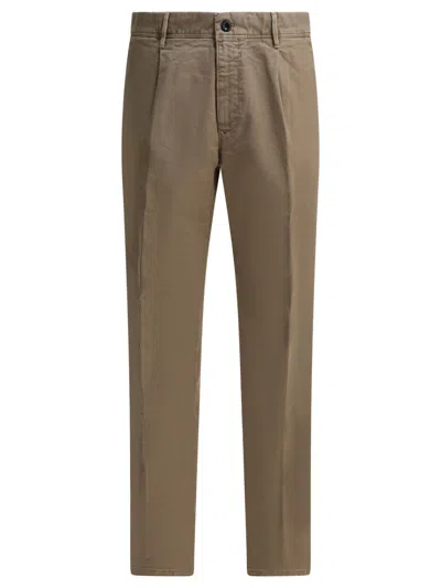 INCOTEX SLACKS TAPERED FIT TROUSERS BEIGE