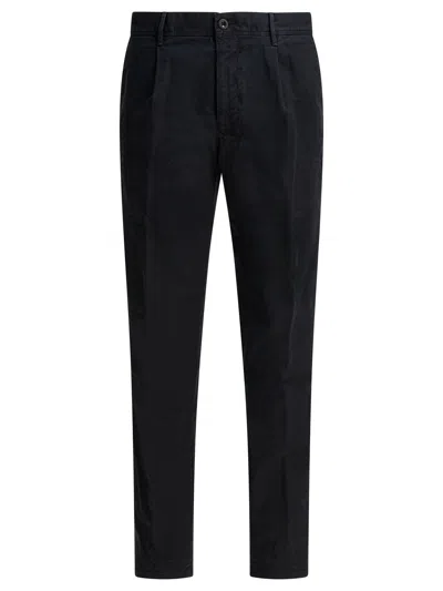 INCOTEX SLACKS TAPERED FIT TROUSERS BLACK
