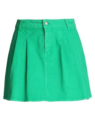 INDEE INDEE WOMAN DENIM SKIRT GREEN SIZE S COTTON, ELASTANE