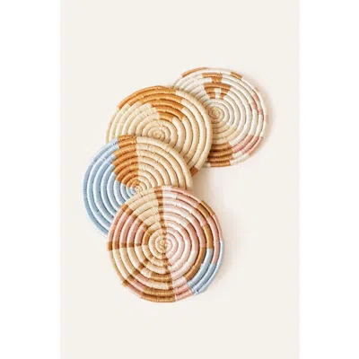 INDEGO AFRICA INDEGO AFRICA MIXED ABSTRACT FORM SET OF 4 COASTERS
