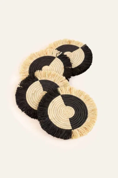 INDEGO AFRICA INDEGO AFRICA TWO TONE SPLIT FRINGE COASTERS