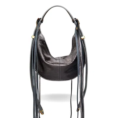 INDIGOLUSH WOMEN'S HOBO WESTERN LEATHER BAG MIDI SILVER