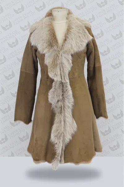 INFINITY BIBER WILDLEDER 3/4 TOSKANA DAMEN LAMMFELL LEDER TRENCHCOAT