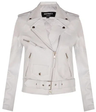 INFINITY DAMEN WEISS BRANDO BIKERJACKE 100% RINDLEDER BIKERJACKE