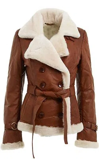 INFINITY DAMEN ZWEIREIHIG ECHT LAMMFELL AVIATOR HELLBRAUN LEDERJACKE
