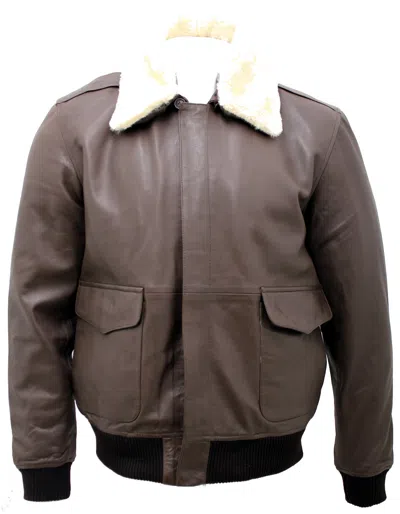 INFINITY HERREN A2 BRAUNE NAPPA LEDER BOMBER JACKE MIT ABNEHMBAREM SCHAFSFELL KRAGEN