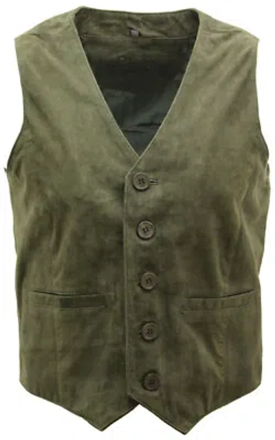 INFINITY HERREN OLIVE WILDLEDER WESTE KLASSISCH FREIZEIT FORMELL TRADITIONELL GILET WESTE