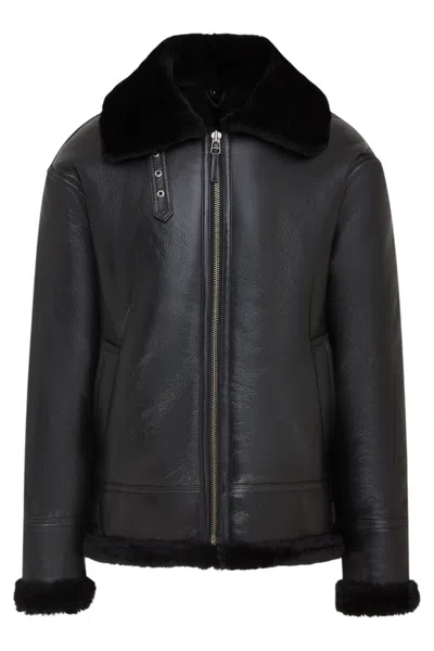 INFINITY LEATHER MENS BLACK PILOT B3 FLYING SHEARLING SHEEPSKIN WWII BOMBER AVIATOR JACKET