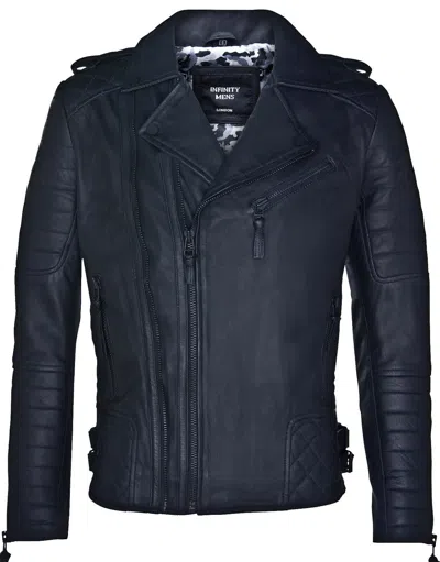 INFINITY LEATHER MENS LEATHER BIKER QUILTED BRANDO MOTORCYCLE JACKET