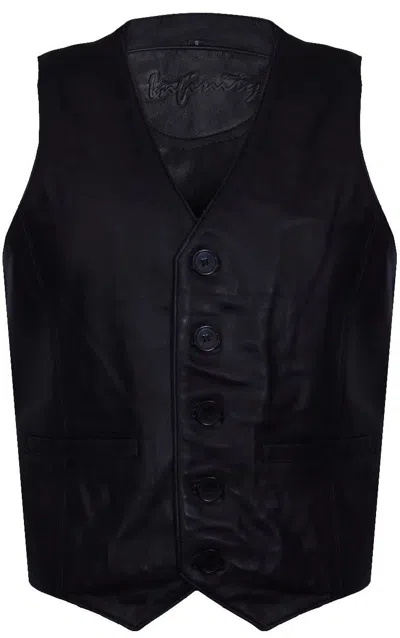 INFINITY LEATHER MENS LEATHER WAISTCOAT FORMAL TRADITIONAL GILET VEST
