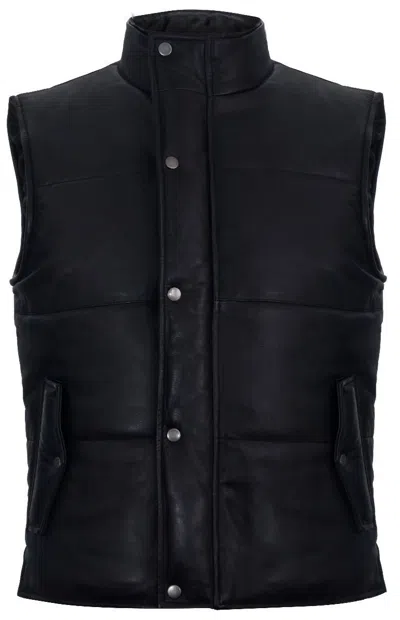INFINITY LEATHER MENS PUFFER WARMER WAISTCOAT SLEEVELESS PADDED LEATHER JACKET