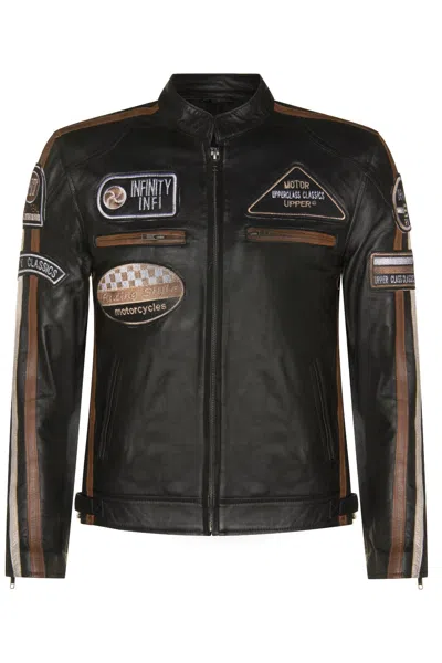 INFINITY LEATHER MENS RACING MOTO BADGES BIKER LEATHER JACKET