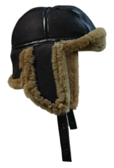 INFINITY LEATHER MENS RAF AVIATOR SHEEPSKIN B-55 TRAPPER HAT