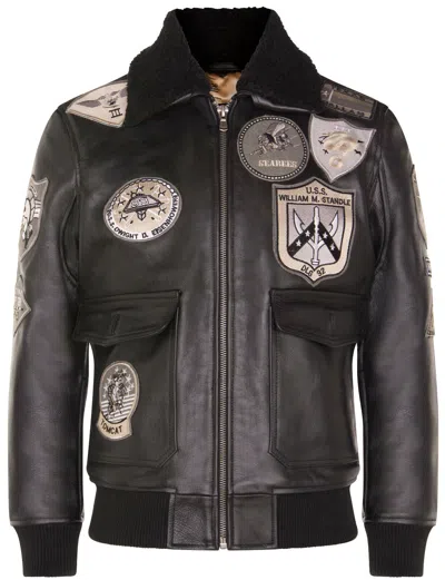 INFINITY LEATHER MENS TOPGUN A2 LEATHER BOMBER JACKET-SAN DIEGO