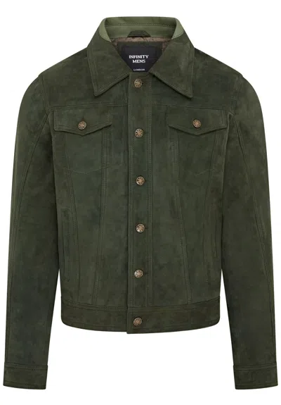 INFINITY LEATHER MENS TRUCKER GOAT SUEDE WESTERN LEATHER JEANS JACKET - YANGON