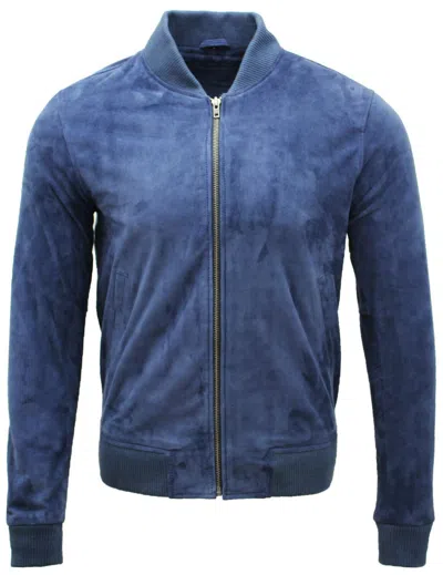 INFINITY LEATHER MENS VARSITY SOFT SUEDE LEATHER BOMBER JACKET