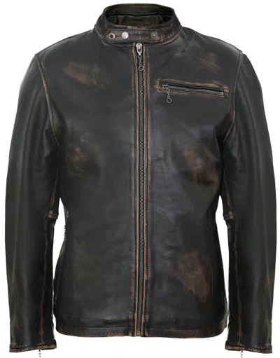 INFINITY LEATHER MENS VINTAGE BLACK LEATHER BIKER JACKET- SARAJEVO