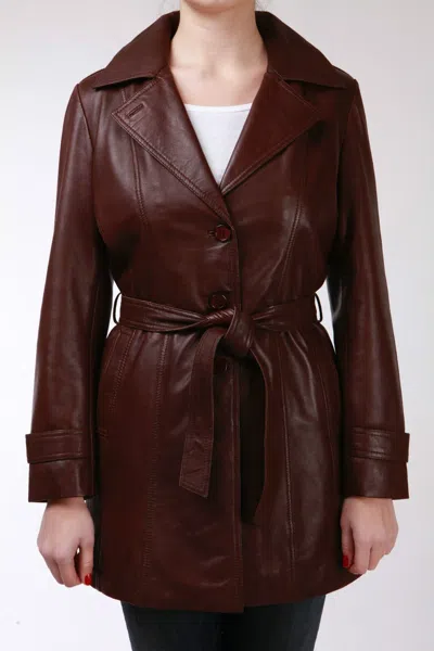 INFINITY LEATHER WOMENS 3/4 LENGTH TIE BELT TRENCH COAT-OLDBURY