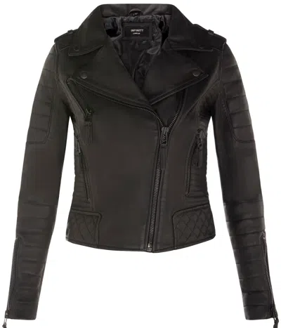 INFINITY LEATHER WOMENS LEATHER QUILTED VINTAGE BRANDO BIKER JACKET-LUSAKA