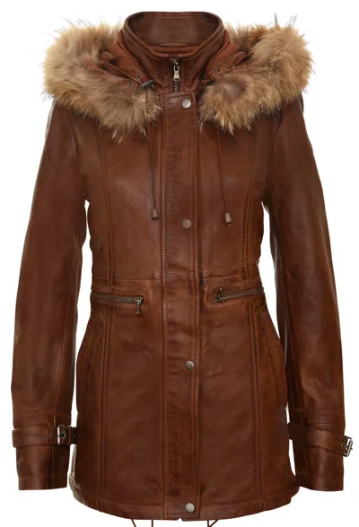 INFINITY LEATHER WOMENS WARM LEATHER HOODED PARKA JACKET-NORTHWICH