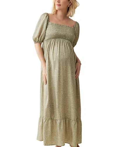INGRID & ISABEL ELBOW SLEEVE SMOCKED MAXI DRESS